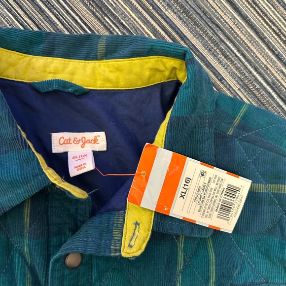 Cat and Jack Youth Blue and Green Quilted Plaid Shirt Jacket Size Y XL (16) - Picture 4 of 6